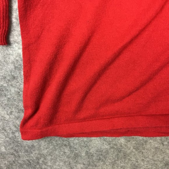 Kim Rogers Top 2X V Neck Strappy Front Fine Gauge Knit Sweater Long Sleeve Red - Picture 2 of 11